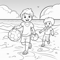 kids play beach balls on the beach