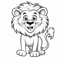 happy lion with a big fluffy mane