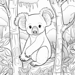 a koala in a wild forest background