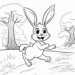 a rabbit running in the forest