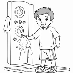 a boy taking shower