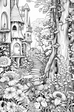 garden of flowers and trees