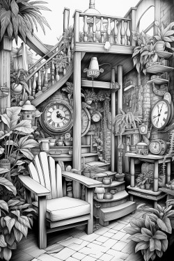 a caf with an eclectic mix of furniture and artwork