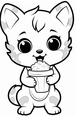 kitten eats ice cream