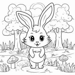 a cute bunny in a magical forest