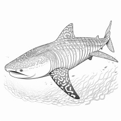 a whale shark with intricate pattern inside of it no color no shading medium line coloring book