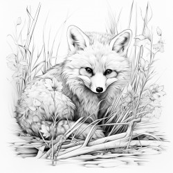 red fox eating bamboo