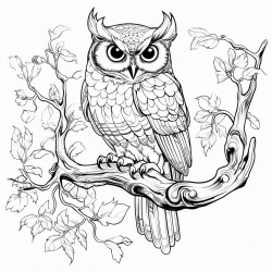 an owl in a tree in a forest