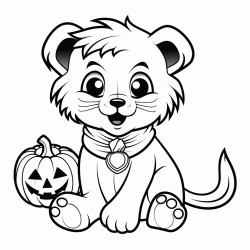 un lion en peluche dguis pour halloween