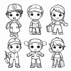 a little cute boy in different roles and jobs