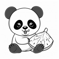panda eating a watermelon