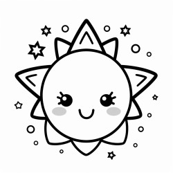 a kawaii moon with a smiling face wearing a starry crown