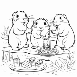 beaver partying and eating thai