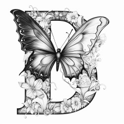 the letter d with an landed butterfly on the letter