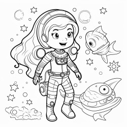 mermaid astronaut exploring space