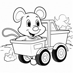 friendly garbage truck and mouse