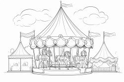 country fair merry go round children ice cream animals