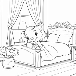kawai mouse cartoons bedroom scene