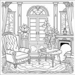 art neuveau style living room interrior