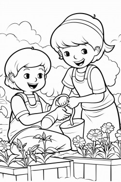 working in garden