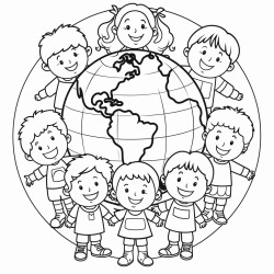 world with smiling children and animals