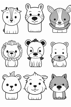 hi simple animals to color in