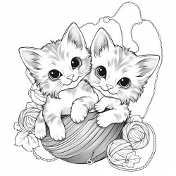 playful kittens with yarn balls