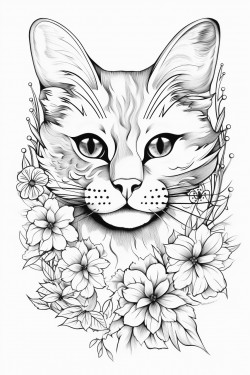 cat and a flower