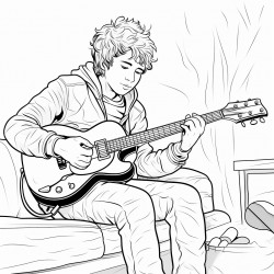 grandson playing guitar