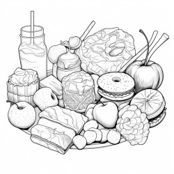 coloring pages sweet and salt snacks