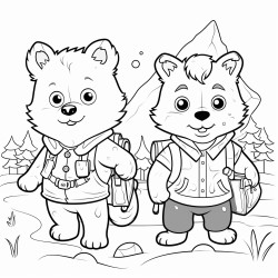 a wolf unicorn and polar bear are at school together