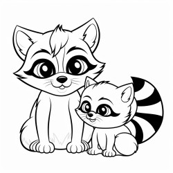 cat and raccoon
