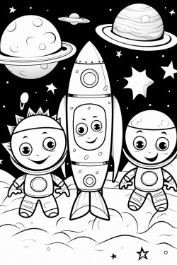 space adventure with rockets planets and friendly aliens