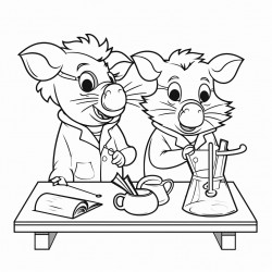 cartoon pigs in science class