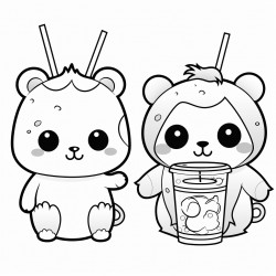 animals with bubble tea