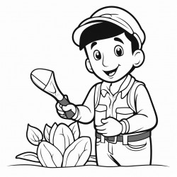 a garden keeper is using a spork to eat an eggplant