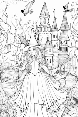 bat princess living in a enchanted castle playing with spiders