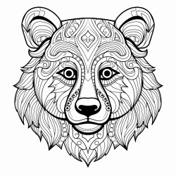 retro cartoon picture of a closeup face of a bear