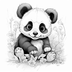 cute cartoon baby panda coloring page