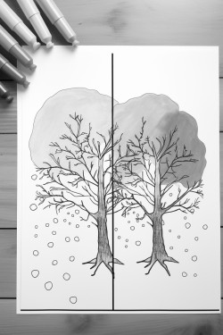 a tree representing the 4 different seasons