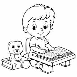 a 3 year old kid filling colors in a book