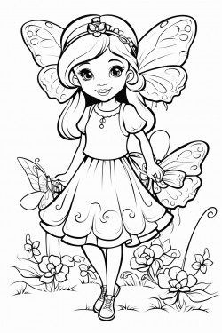 fairy with butterfly wings and butterflies everywhere