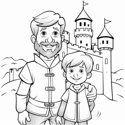 create me a castell with a grandpa and little grile