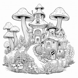 fairy garden with mushroom houses