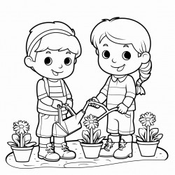 working in garden