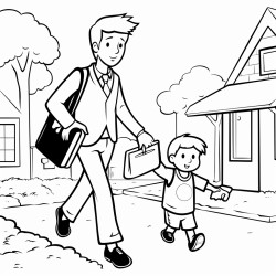 daddy go to work in morning and go home evening