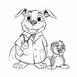 a dog dressed like a frog is upset and talks to a vet