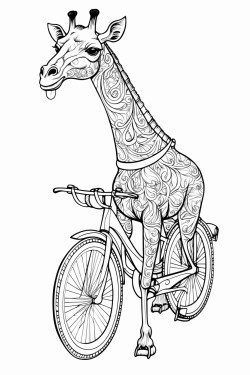 giraffe riding a bicycle