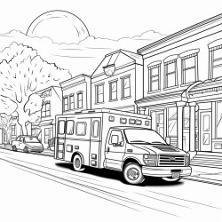 an ambulance driving down a spooky halloween street