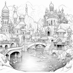 a fantasy water kingdom with a surounding related village